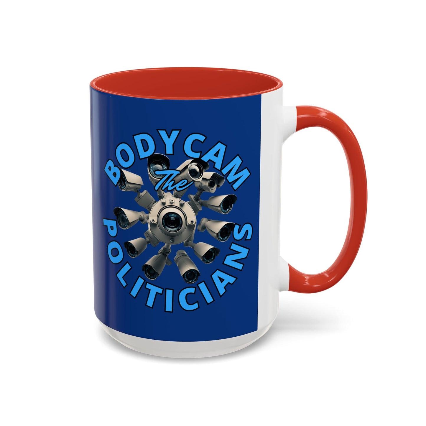 Bodycam the Politicians Cameras Blue Accent Mug by cypherpunkgear.com – cypherpunkgear.com | Cypherpunk Merch