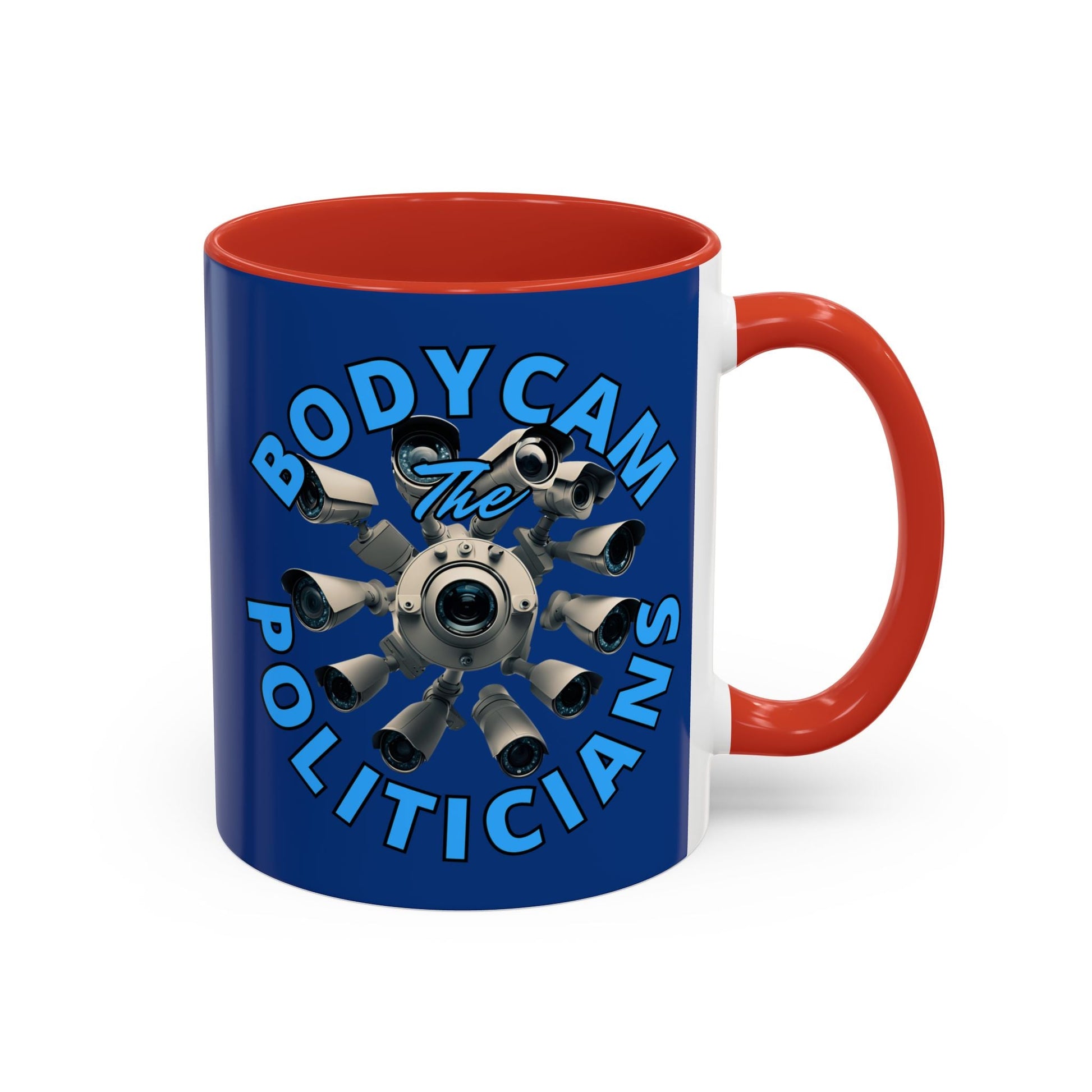 Bodycam the Politicians Cameras Blue Accent Mug by cypherpunkgear.com – cypherpunkgear.com | Cypherpunk Merch