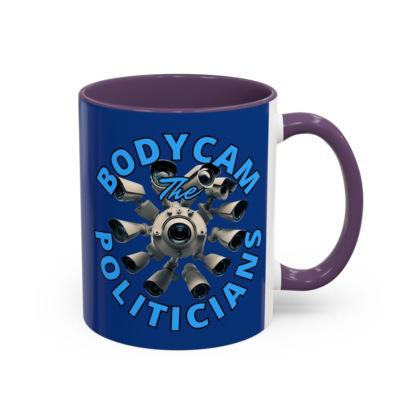 Bodycam the Politicians Cameras Blue Accent Mug by cypherpunkgear.com – cypherpunkgear.com | Cypherpunk Merch
