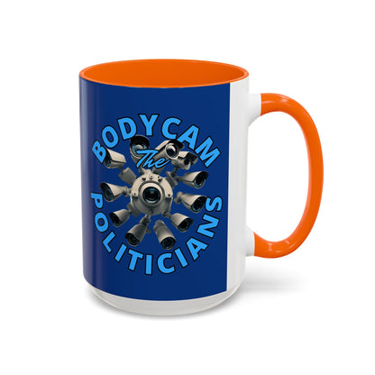 Bodycam the Politicians Cameras Blue Accent Mug by cypherpunkgear.com – cypherpunkgear.com | Cypherpunk Merch