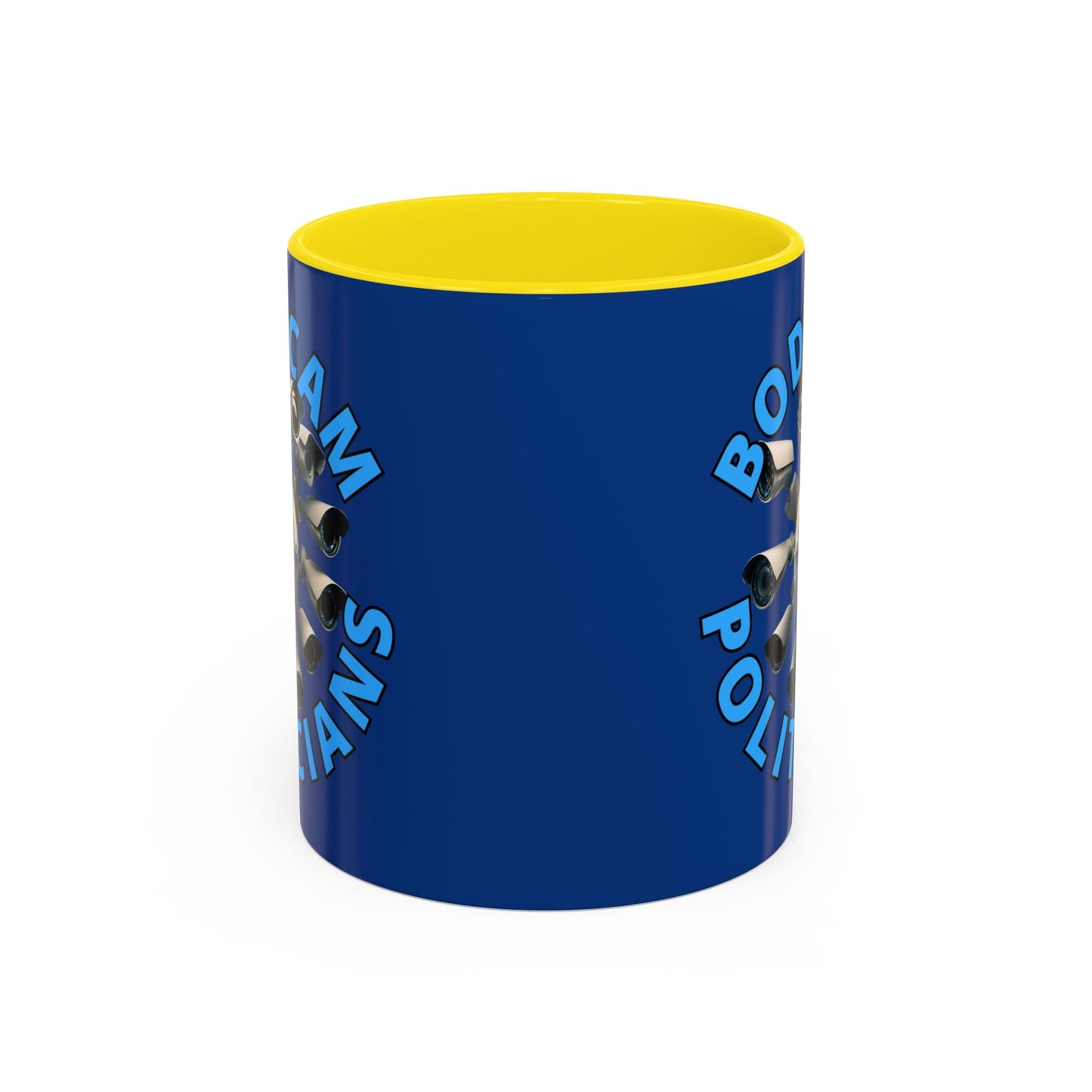 Bodycam the Politicians Cameras Blue Accent Mug by cypherpunkgear.com – cypherpunkgear.com | Cypherpunk Merch