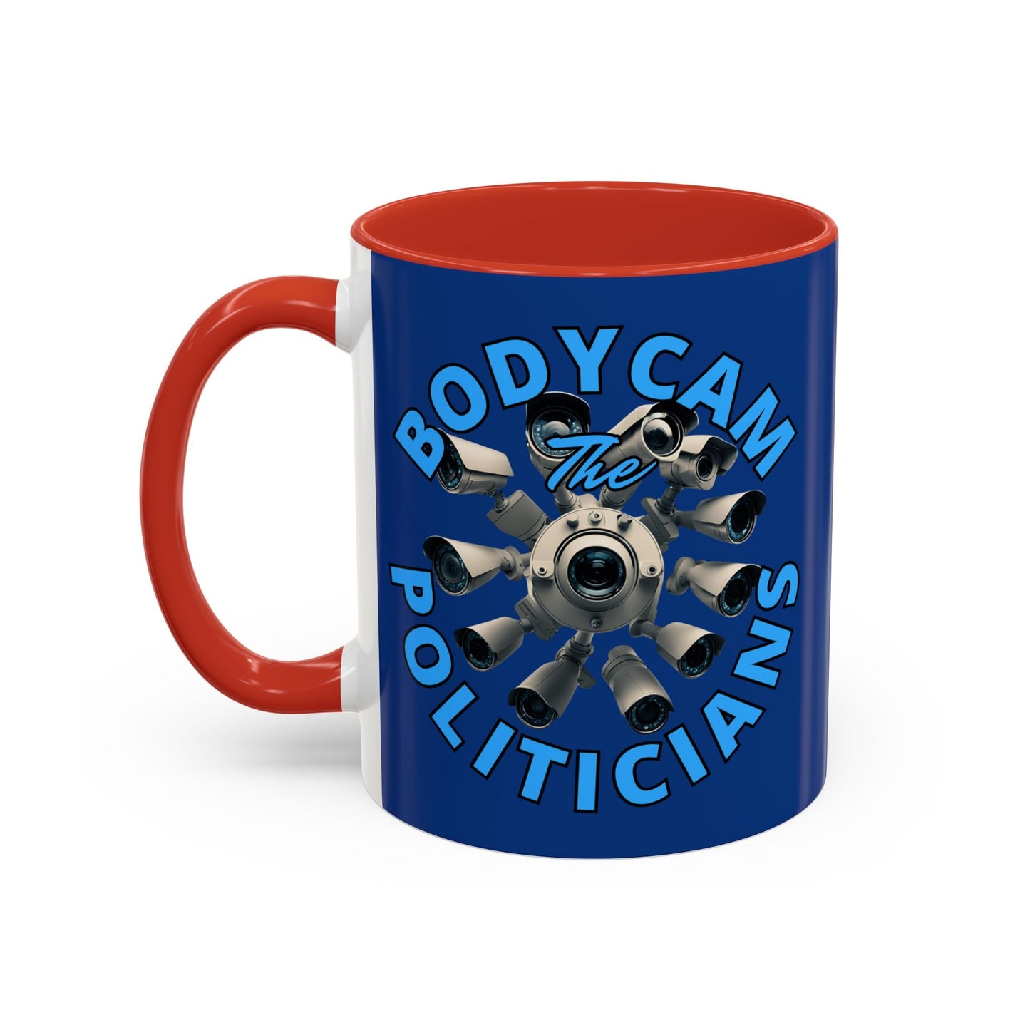 Bodycam the Politicians Cameras Blue Accent Mug by cypherpunkgear.com – cypherpunkgear.com | Cypherpunk Merch