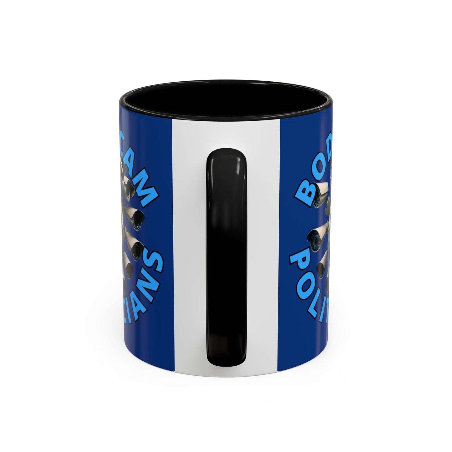 Bodycam the Politicians Cameras Blue Accent Mug by cypherpunkgear.com – cypherpunkgear.com | Cypherpunk Merch