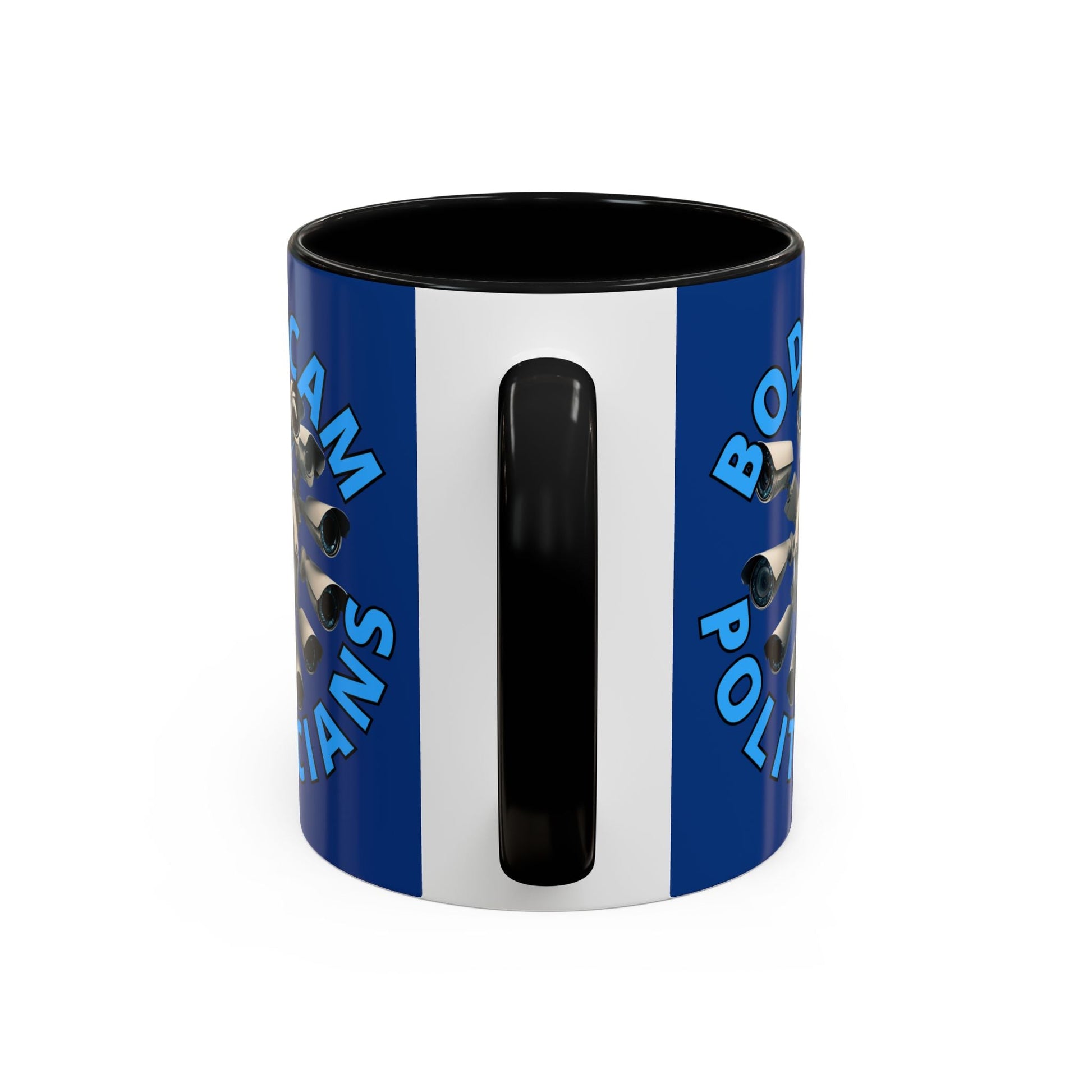 Bodycam the Politicians Cameras Blue Accent Mug by cypherpunkgear.com – cypherpunkgear.com | Cypherpunk Merch