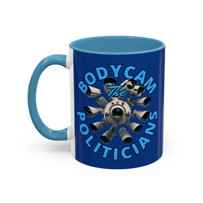 Bodycam the Politicians Cameras Blue Accent Mug by cypherpunkgear.com – cypherpunkgear.com | Cypherpunk Merch