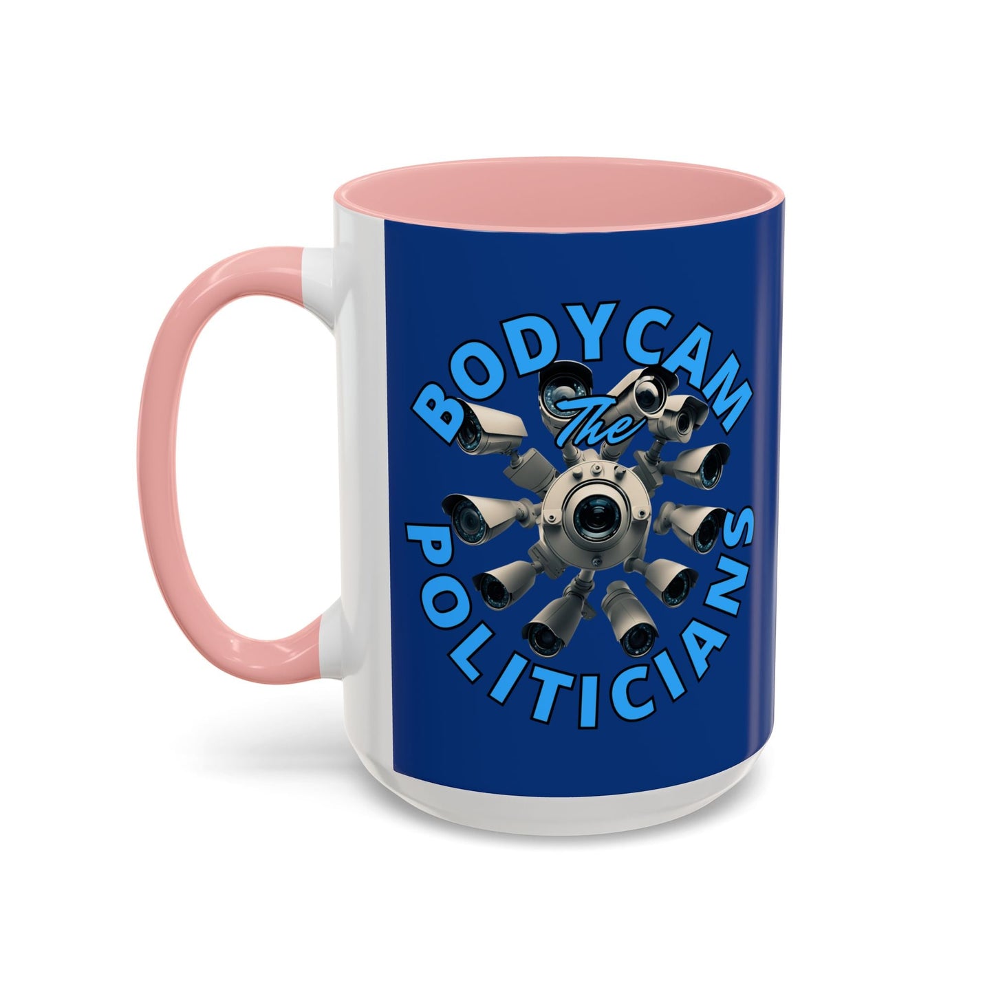 Bodycam the Politicians Cameras Blue Accent Mug by cypherpunkgear.com – cypherpunkgear.com | Cypherpunk Merch