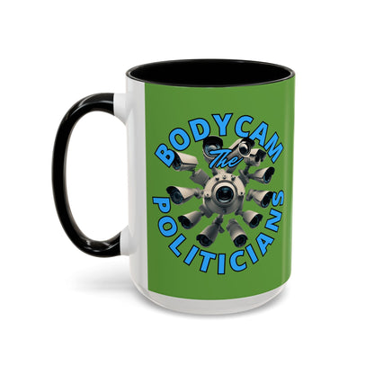 Bodycam the Politicians Cameras Green Accent Mug by cypherpunkgear.com – cypherpunkgear.com | Cypherpunk Merch