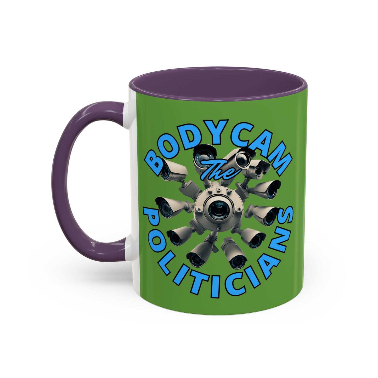 Bodycam the Politicians Cameras Green Accent Mug by cypherpunkgear.com – cypherpunkgear.com | Cypherpunk Merch