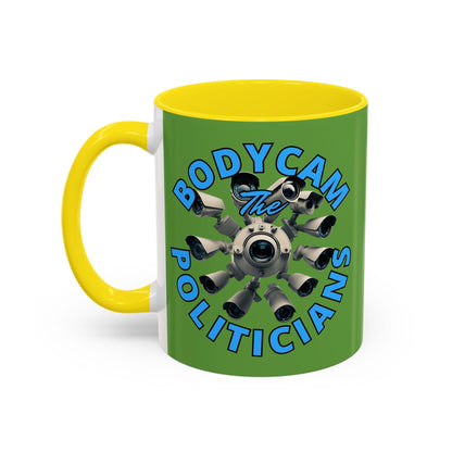 Bodycam the Politicians Cameras Green Accent Mug by cypherpunkgear.com – cypherpunkgear.com | Cypherpunk Merch