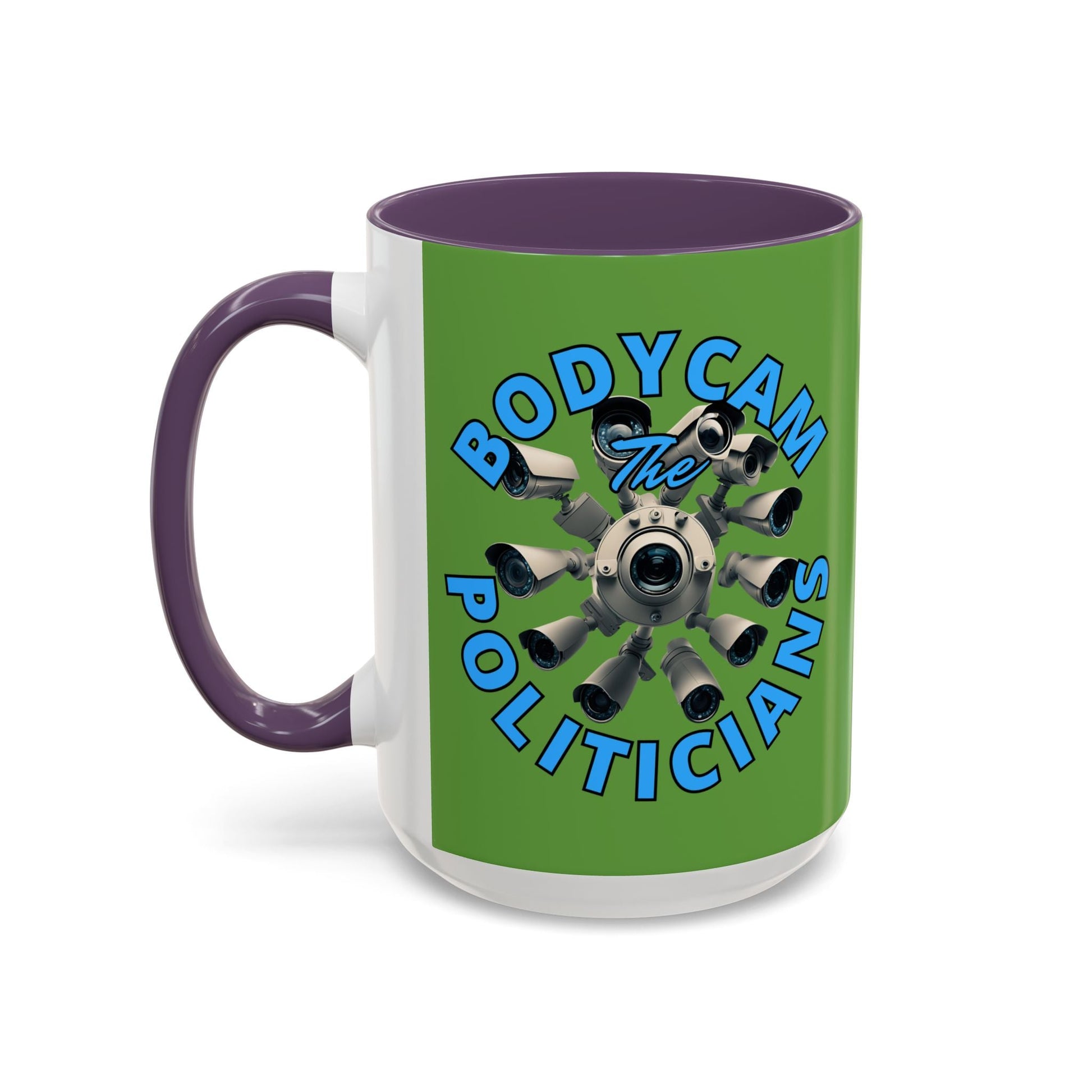 Bodycam the Politicians Cameras Green Accent Mug by cypherpunkgear.com – cypherpunkgear.com | Cypherpunk Merch