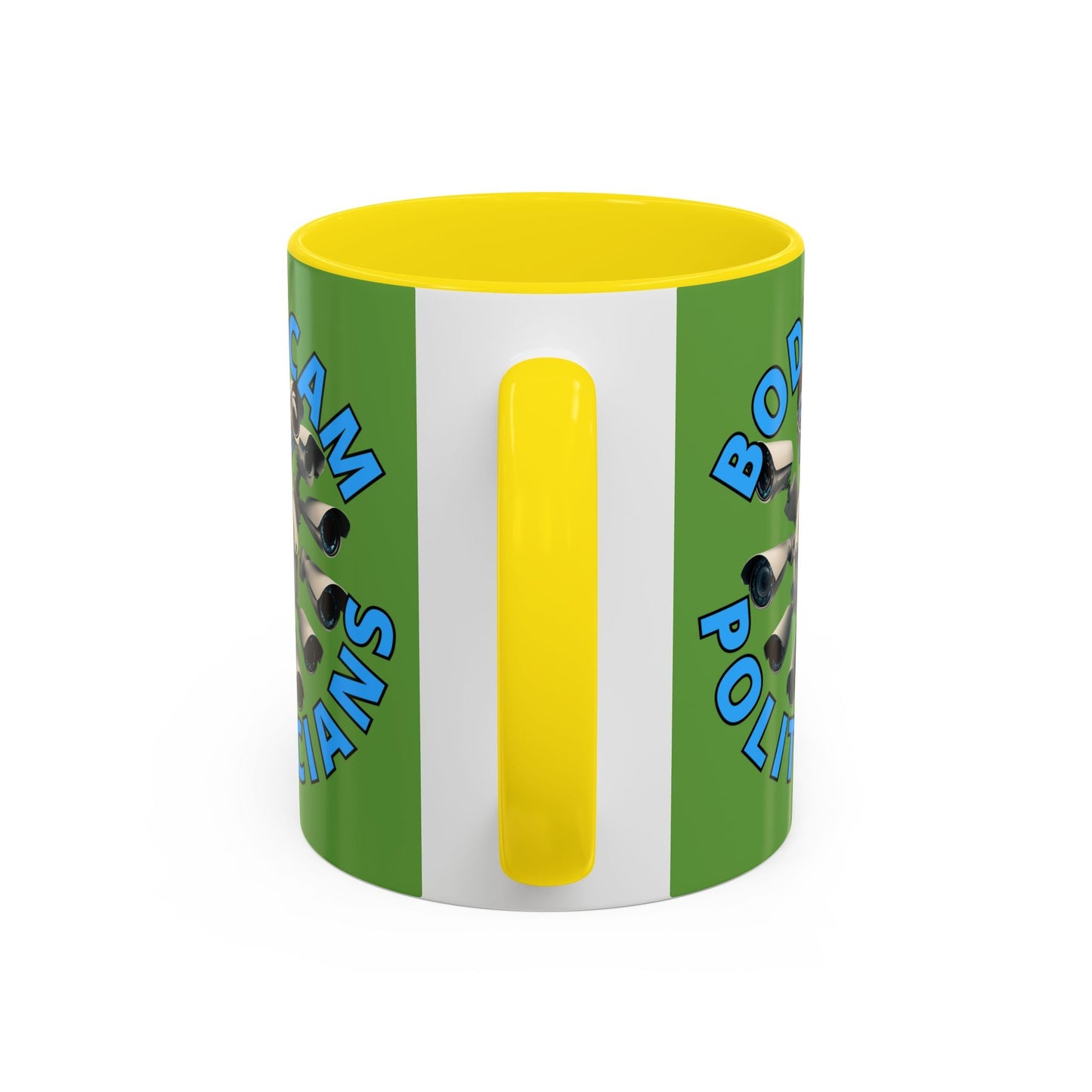 Bodycam the Politicians Cameras Green Accent Mug by cypherpunkgear.com – cypherpunkgear.com | Cypherpunk Merch
