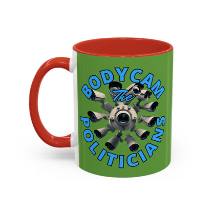 Bodycam the Politicians Cameras Green Accent Mug by cypherpunkgear.com – cypherpunkgear.com | Cypherpunk Merch
