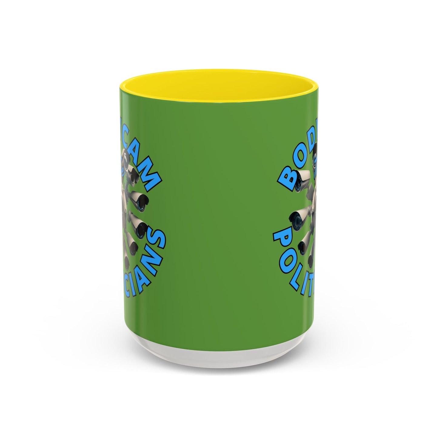 Bodycam the Politicians Cameras Green Accent Mug by cypherpunkgear.com – cypherpunkgear.com | Cypherpunk Merch