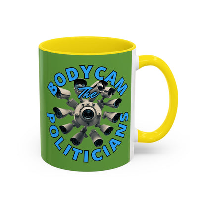 Bodycam the Politicians Cameras Green Accent Mug by cypherpunkgear.com – cypherpunkgear.com | Cypherpunk Merch