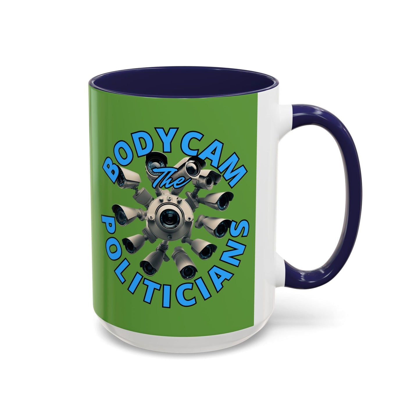 Bodycam the Politicians Cameras Green Accent Mug by cypherpunkgear.com – cypherpunkgear.com | Cypherpunk Merch