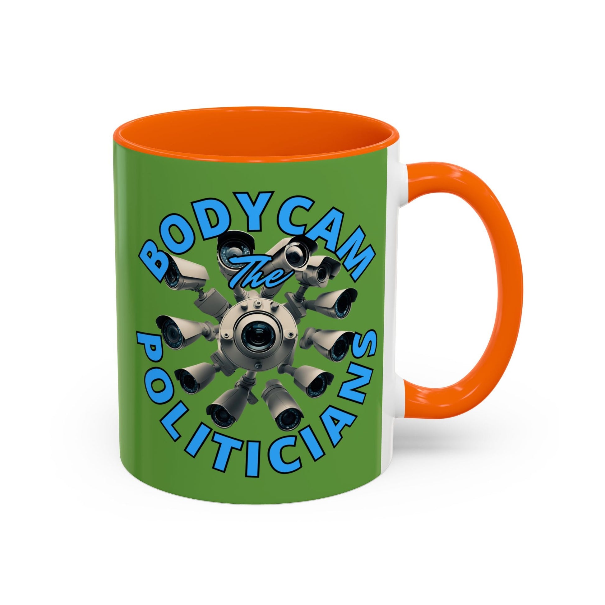 Bodycam the Politicians Cameras Green Accent Mug by cypherpunkgear.com – cypherpunkgear.com | Cypherpunk Merch