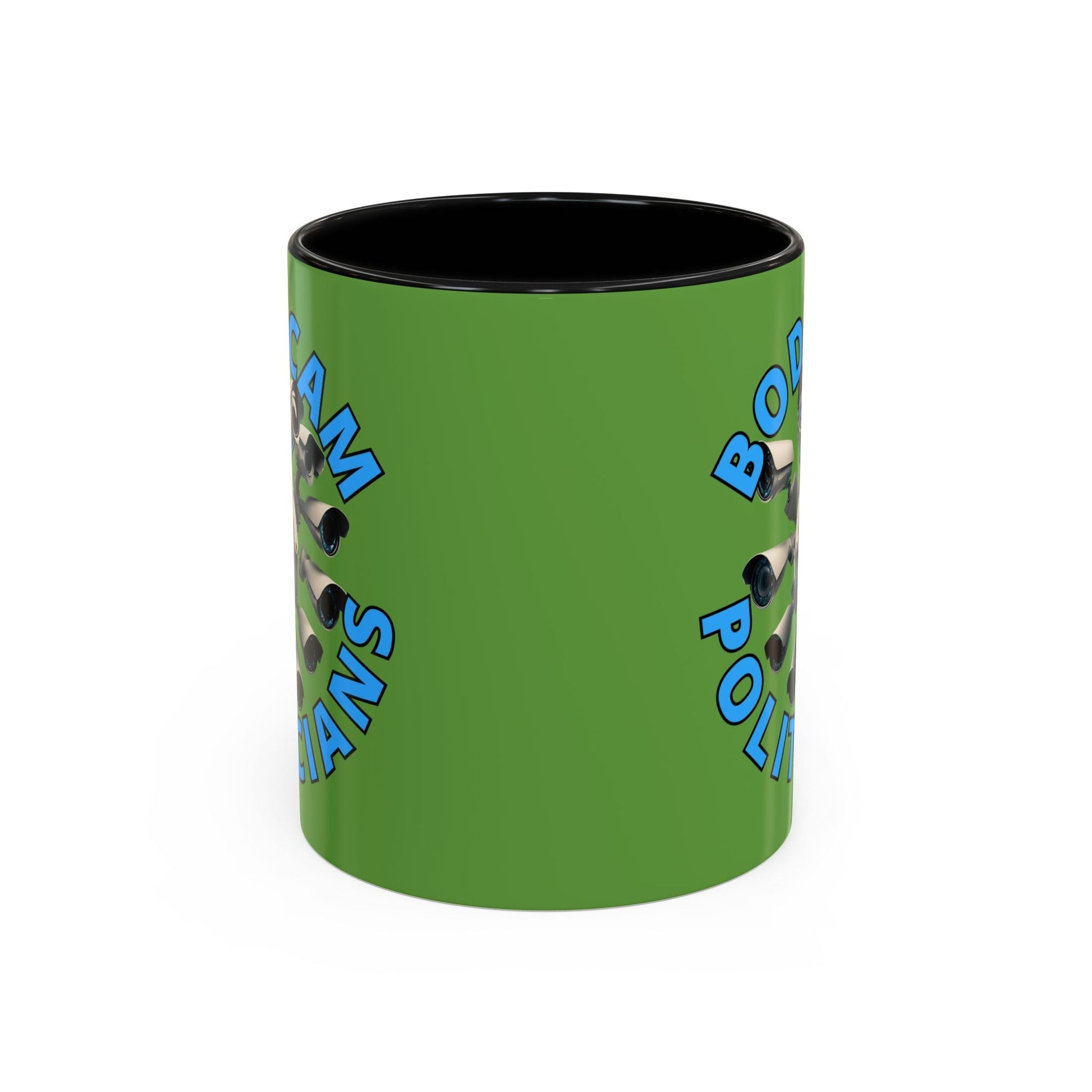 Bodycam the Politicians Cameras Green Accent Mug by cypherpunkgear.com – cypherpunkgear.com | Cypherpunk Merch