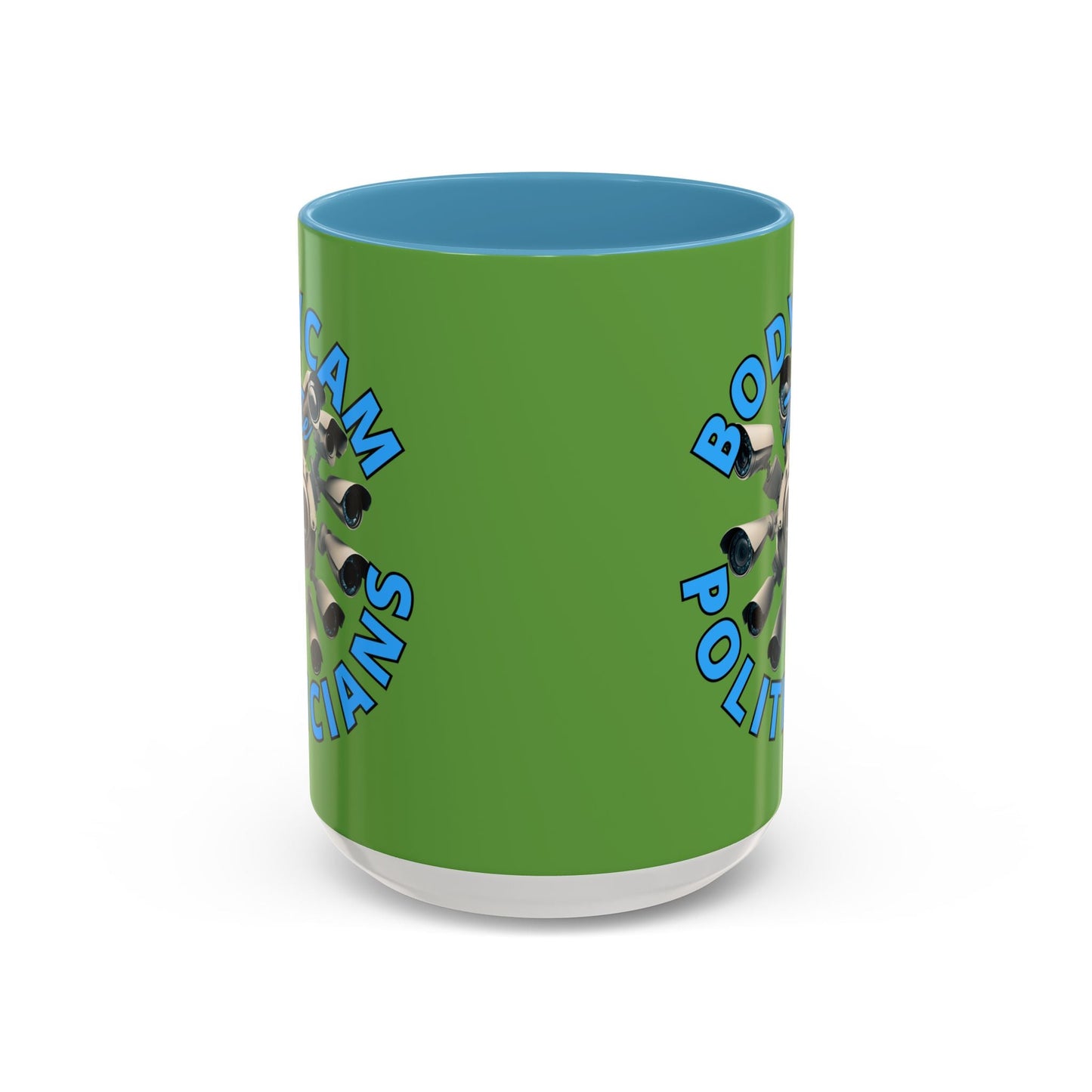 Bodycam the Politicians Cameras Green Accent Mug by cypherpunkgear.com – cypherpunkgear.com | Cypherpunk Merch