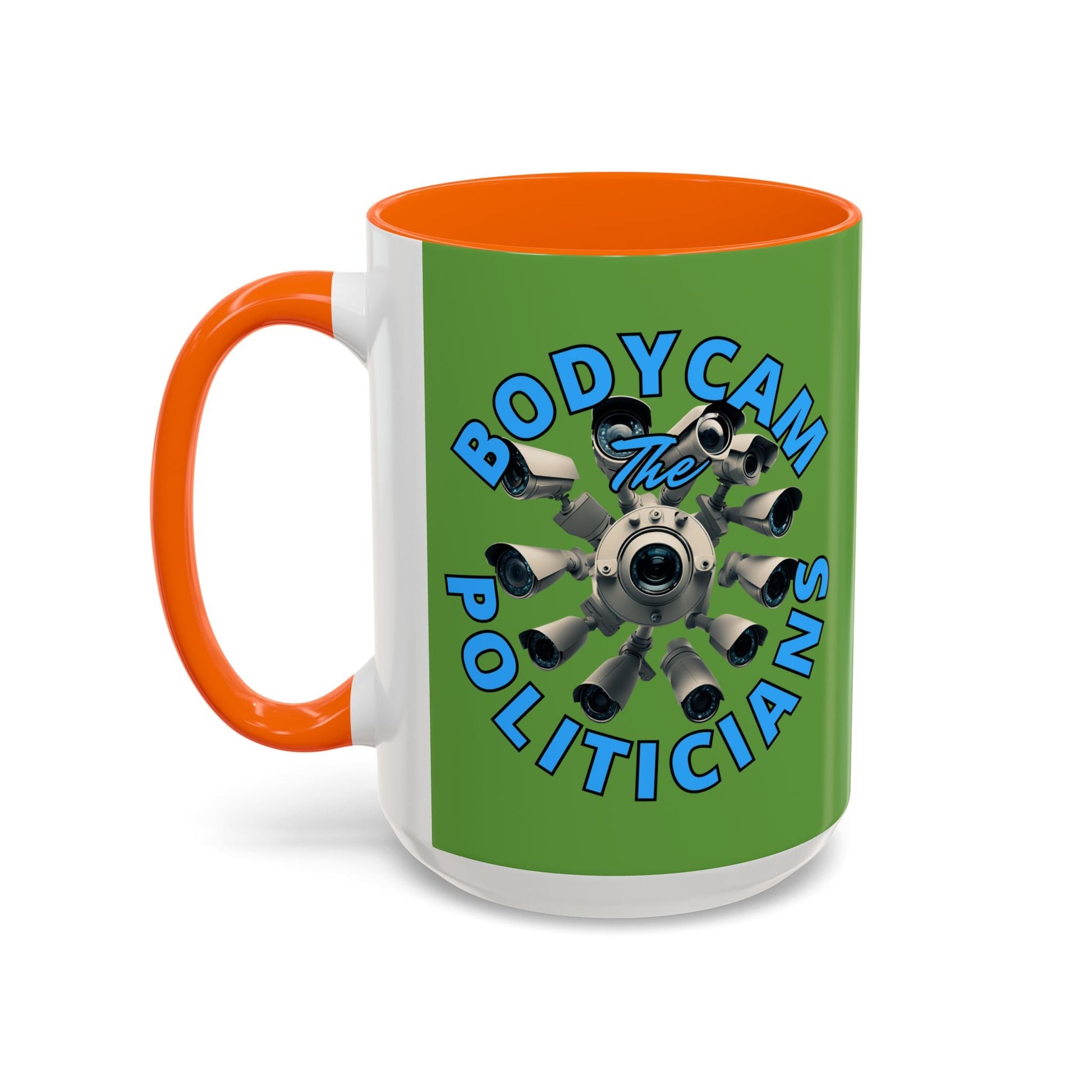 Bodycam the Politicians Cameras Green Accent Mug by cypherpunkgear.com – cypherpunkgear.com | Cypherpunk Merch