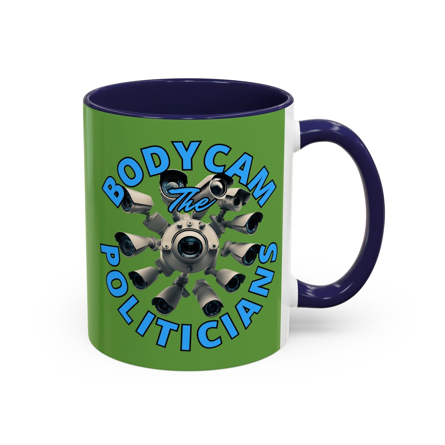 Bodycam the Politicians Cameras Green Accent Mug by cypherpunkgear.com – cypherpunkgear.com | Cypherpunk Merch