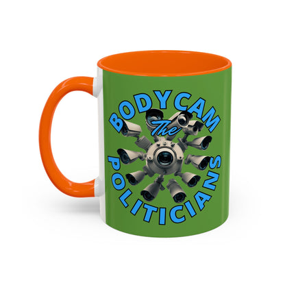 Bodycam the Politicians Cameras Green Accent Mug by cypherpunkgear.com – cypherpunkgear.com | Cypherpunk Merch