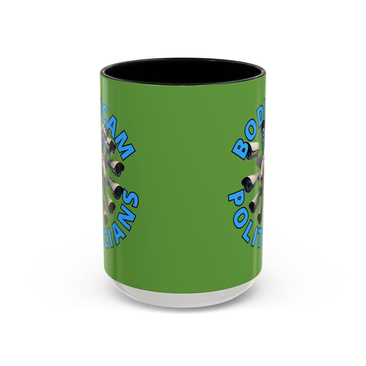 Bodycam the Politicians Cameras Green Accent Mug by cypherpunkgear.com – cypherpunkgear.com | Cypherpunk Merch