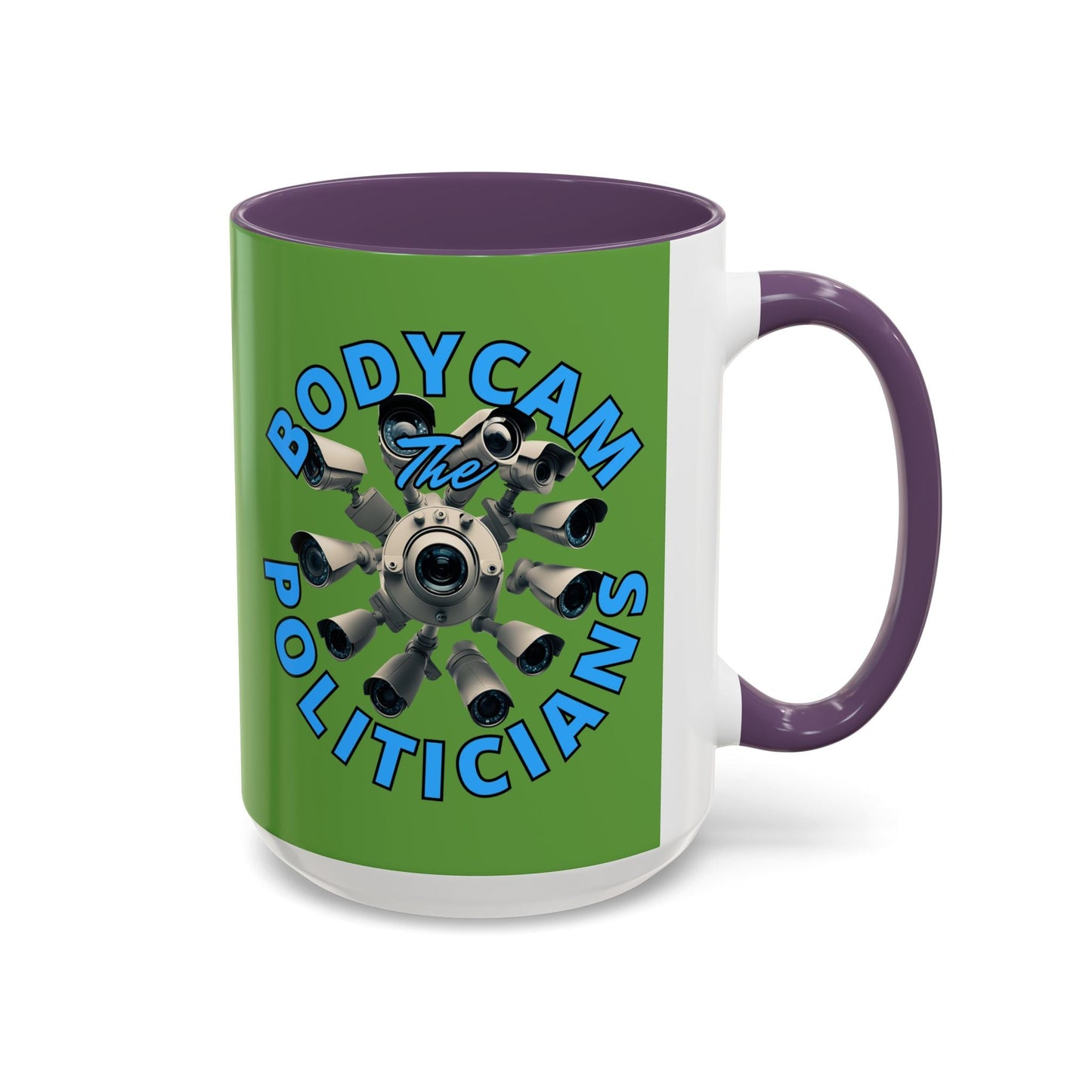 Bodycam the Politicians Cameras Green Accent Mug by cypherpunkgear.com – cypherpunkgear.com | Cypherpunk Merch