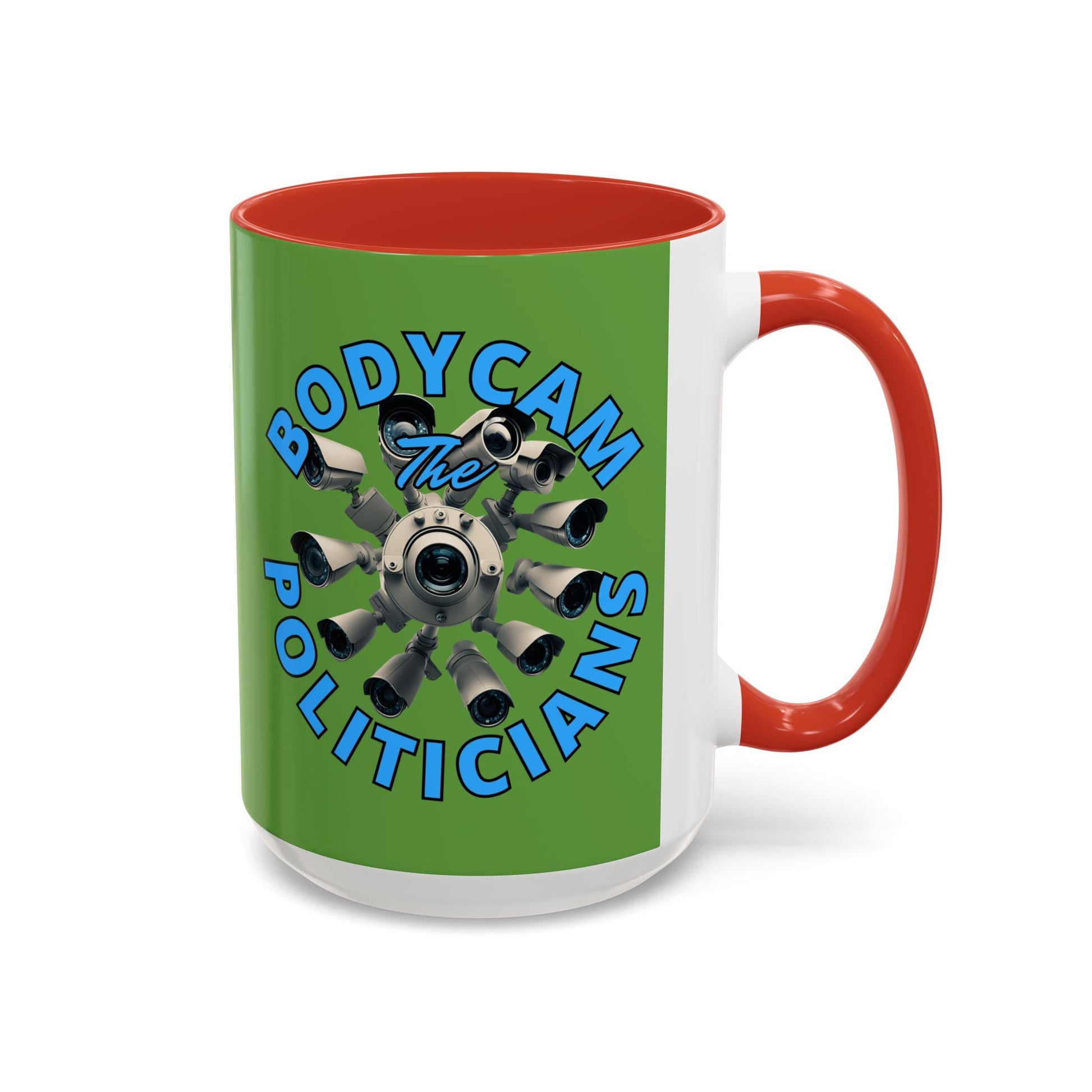 Bodycam the Politicians Cameras Green Accent Mug by cypherpunkgear.com – cypherpunkgear.com | Cypherpunk Merch