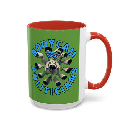 Bodycam the Politicians Cameras Green Accent Mug by cypherpunkgear.com – cypherpunkgear.com | Cypherpunk Merch