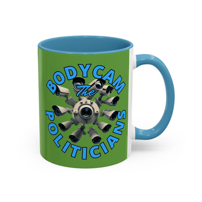 Bodycam the Politicians Cameras Green Accent Mug by cypherpunkgear.com – cypherpunkgear.com | Cypherpunk Merch