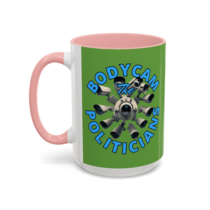 Bodycam the Politicians Cameras Green Accent Mug by cypherpunkgear.com – cypherpunkgear.com | Cypherpunk Merch