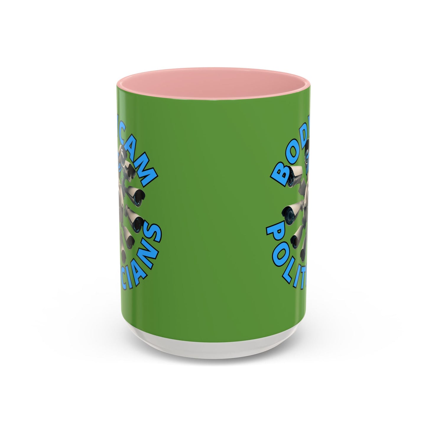 Bodycam the Politicians Cameras Green Accent Mug by cypherpunkgear.com – cypherpunkgear.com | Cypherpunk Merch