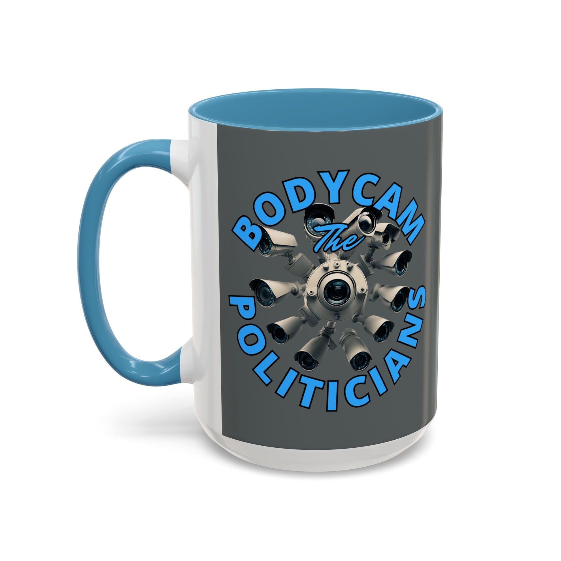 Bodycam the Politicians Cameras Grey Accent Mug by cypherpunkgear.com – cypherpunkgear.com | Cypherpunk Merch