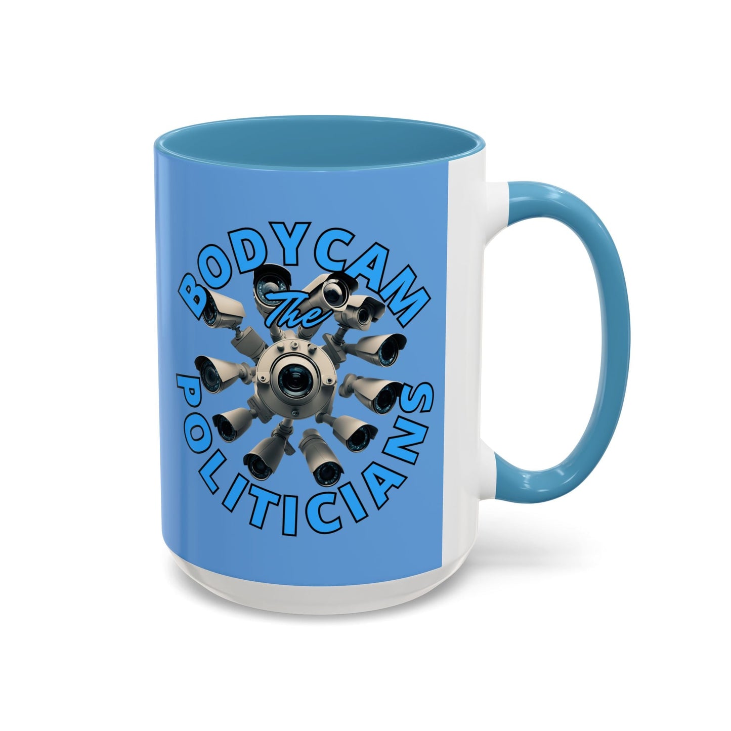 Bodycam the Politicians Cameras Light Blue Accent Mug by cypherpunkgear.com – cypherpunkgear.com | Cypherpunk Merch