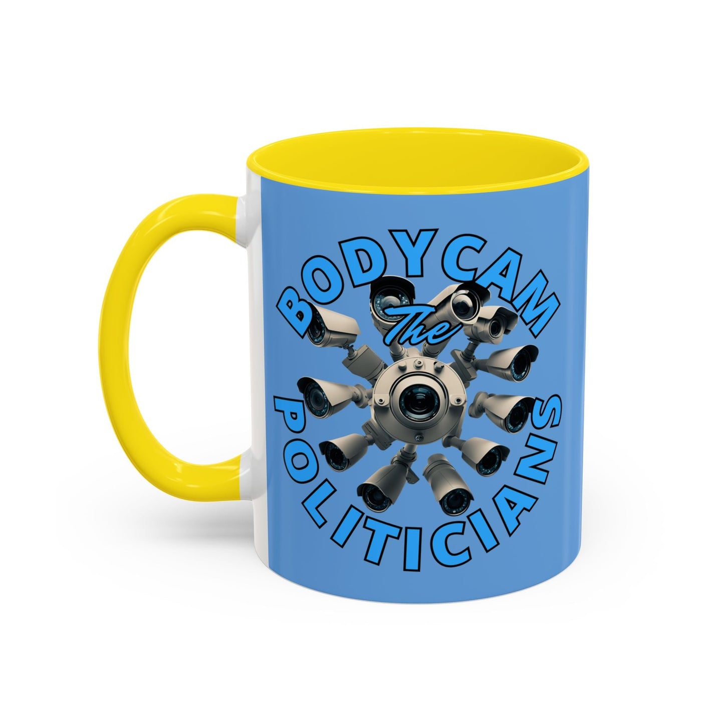 Bodycam the Politicians Cameras Light Blue Accent Mug by cypherpunkgear.com – cypherpunkgear.com | Cypherpunk Merch