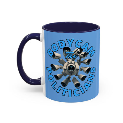Bodycam the Politicians Cameras Light Blue Accent Mug by cypherpunkgear.com – cypherpunkgear.com | Cypherpunk Merch