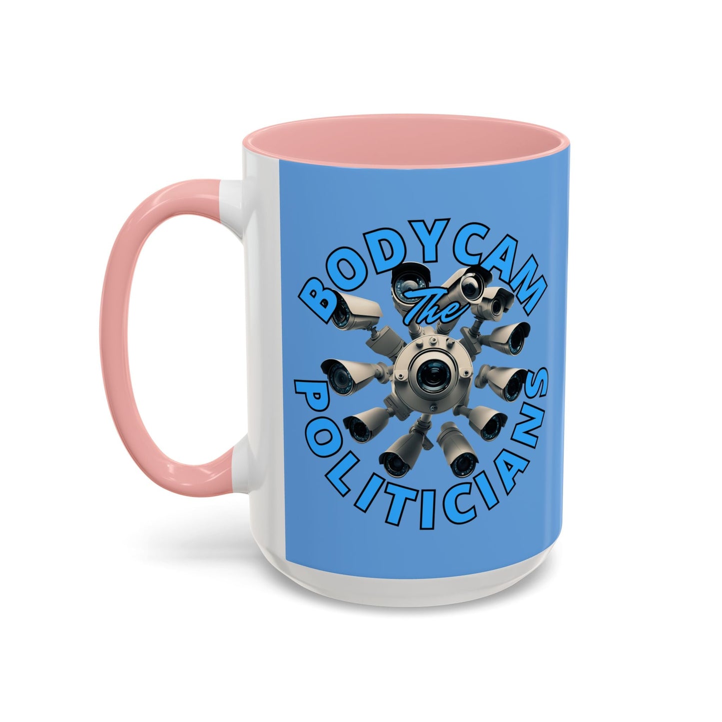 Bodycam the Politicians Cameras Light Blue Accent Mug by cypherpunkgear.com – cypherpunkgear.com | Cypherpunk Merch