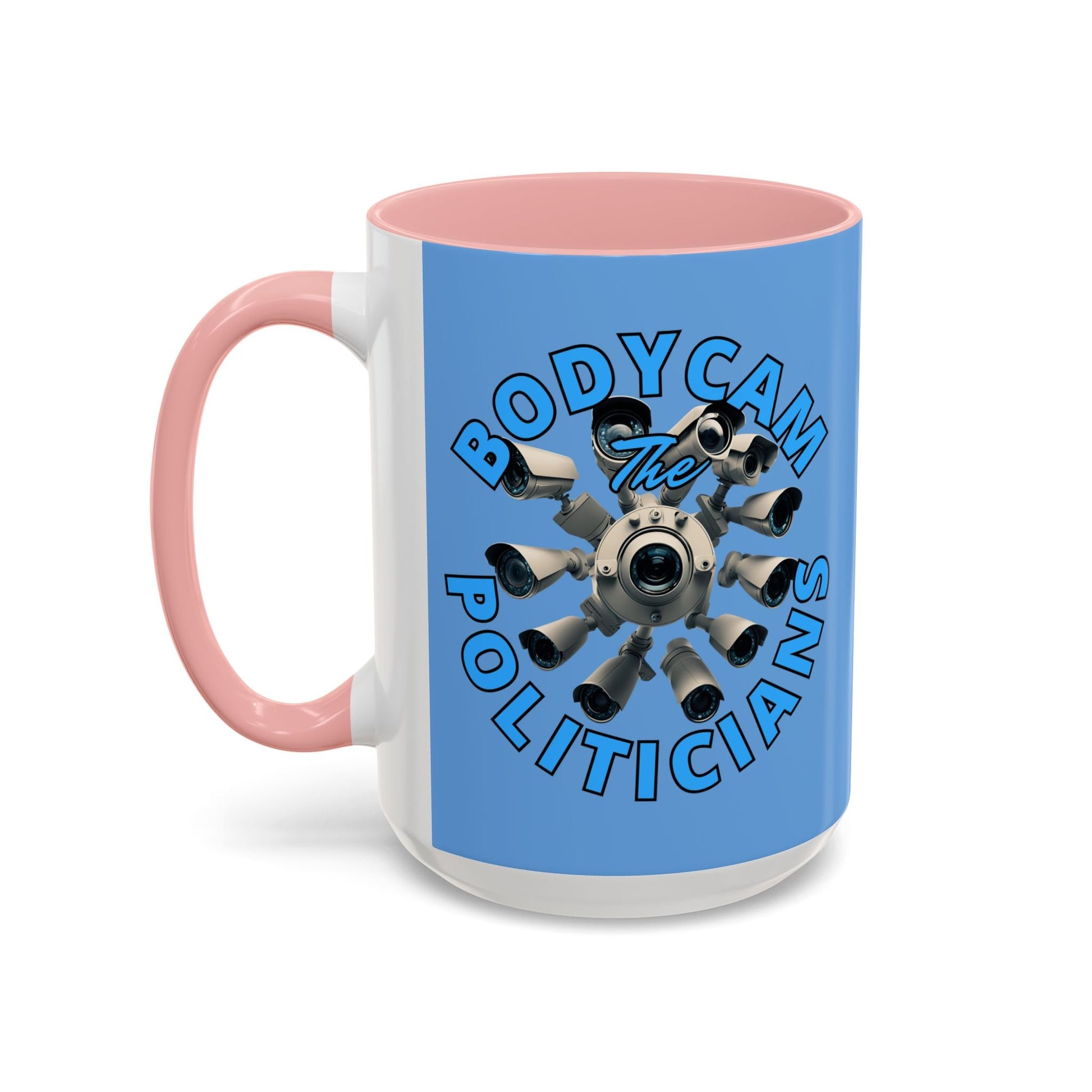 Bodycam the Politicians Cameras Light Blue Accent Mug by cypherpunkgear.com – cypherpunkgear.com | Cypherpunk Merch
