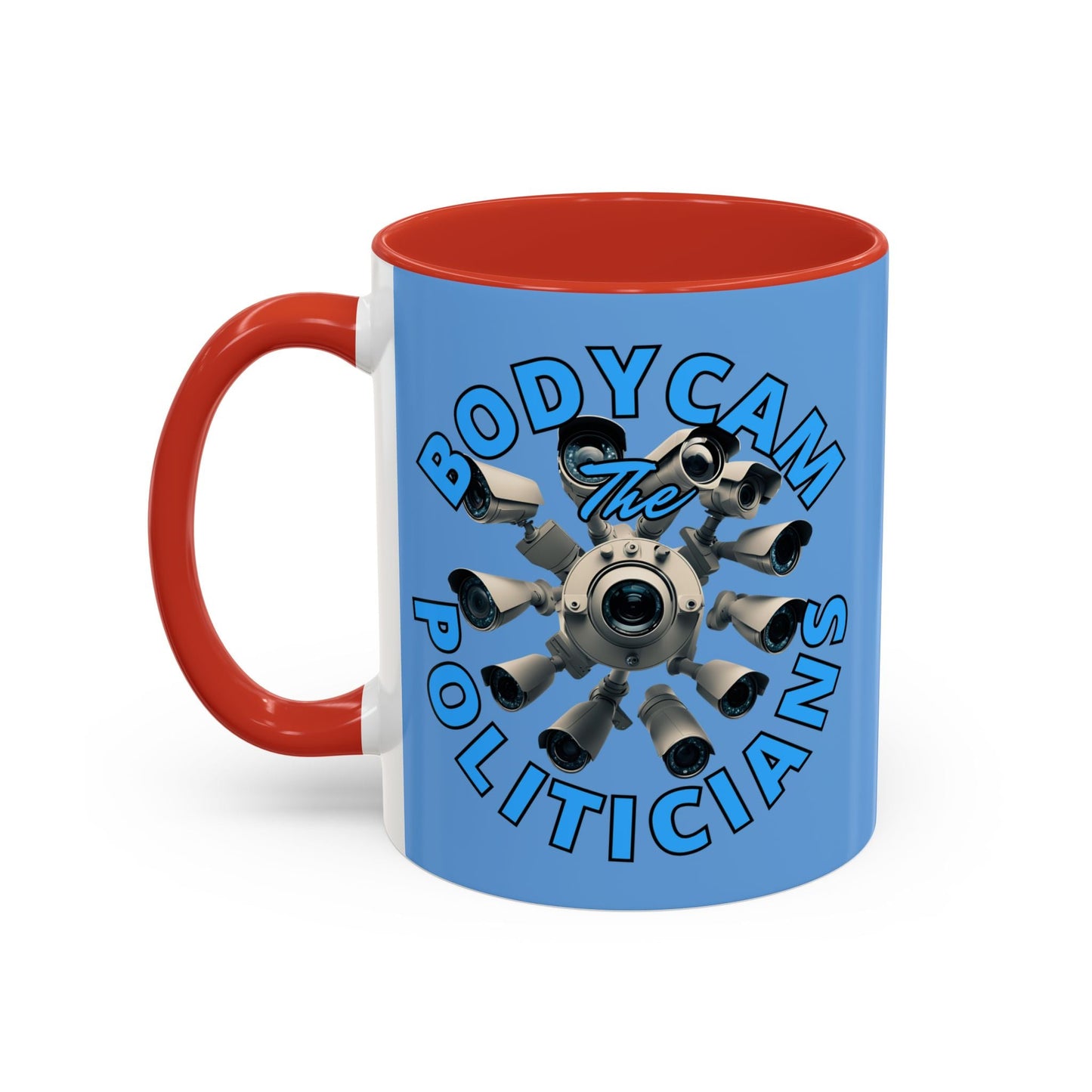 Bodycam the Politicians Cameras Light Blue Accent Mug by cypherpunkgear.com – cypherpunkgear.com | Cypherpunk Merch