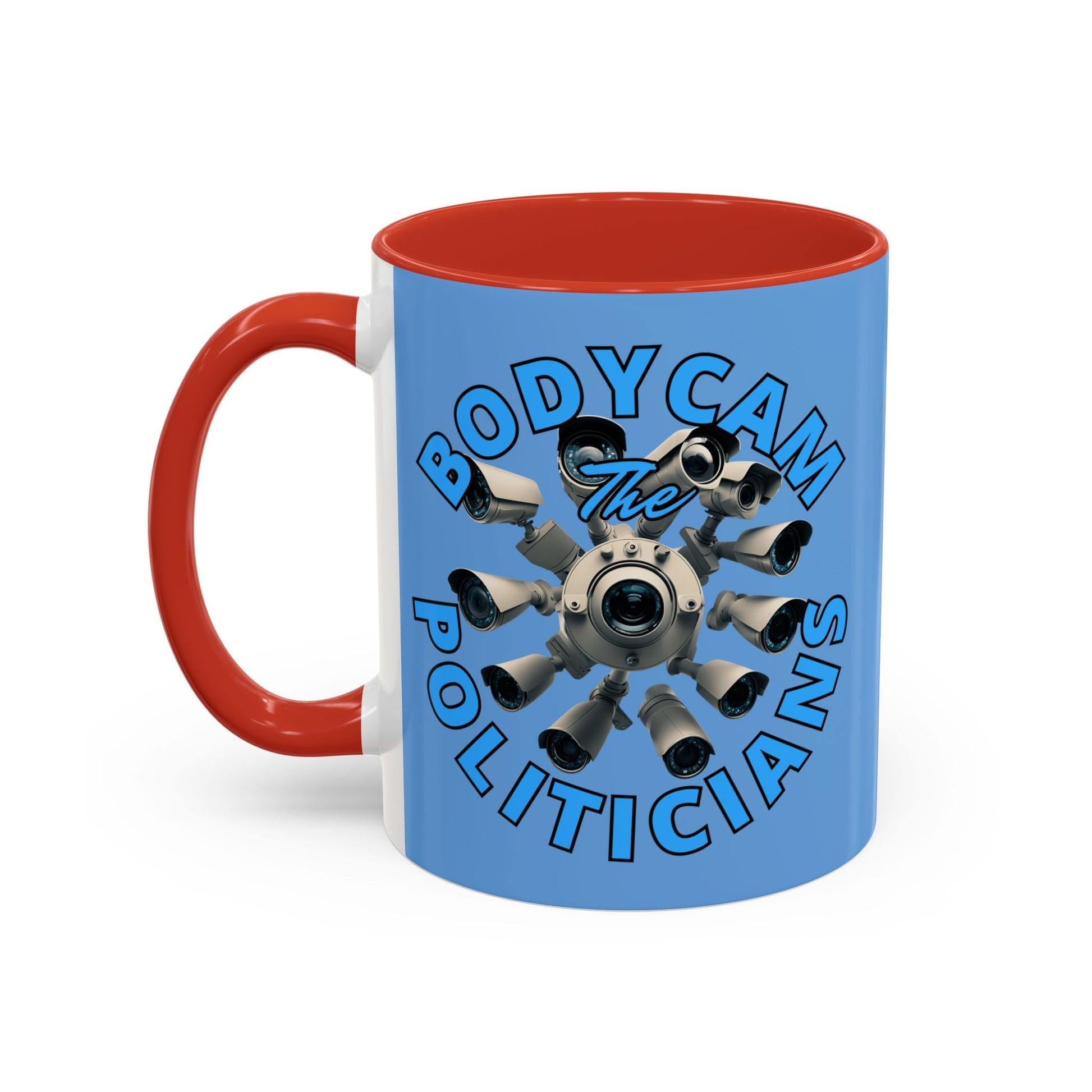Bodycam the Politicians Cameras Light Blue Accent Mug by cypherpunkgear.com – cypherpunkgear.com | Cypherpunk Merch