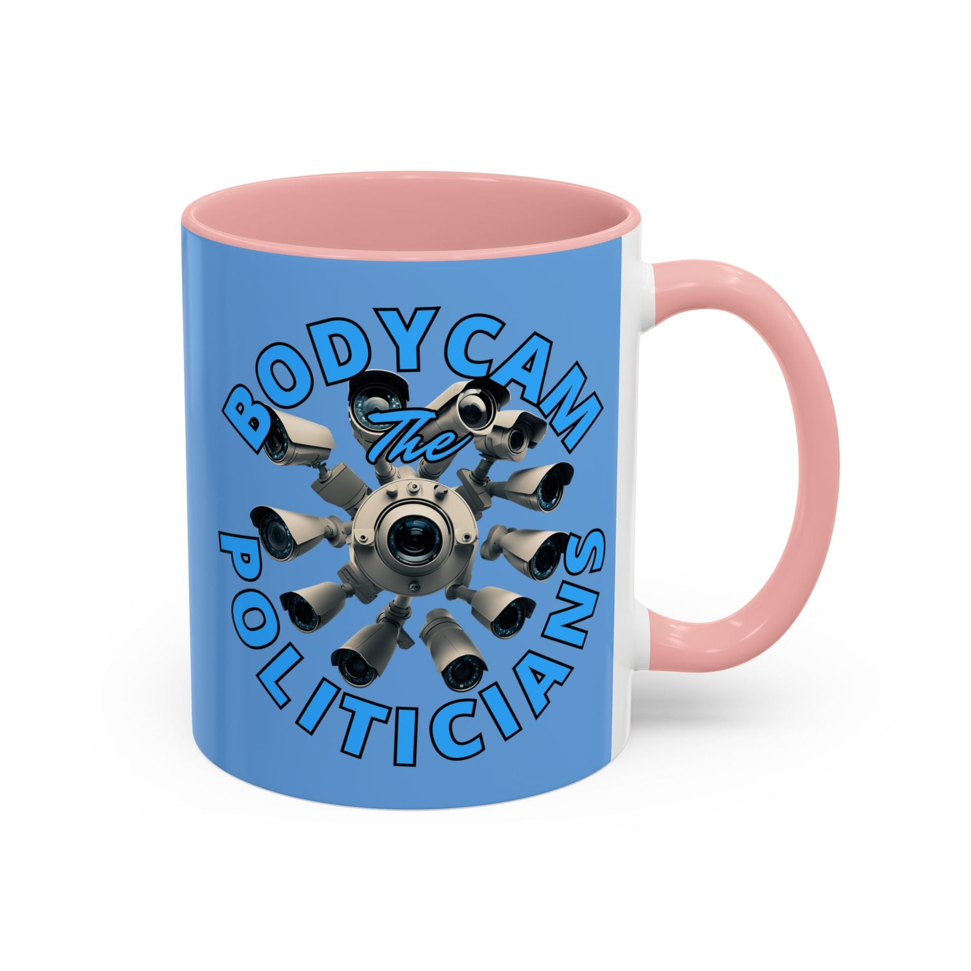 Bodycam the Politicians Cameras Light Blue Accent Mug by cypherpunkgear.com – cypherpunkgear.com | Cypherpunk Merch
