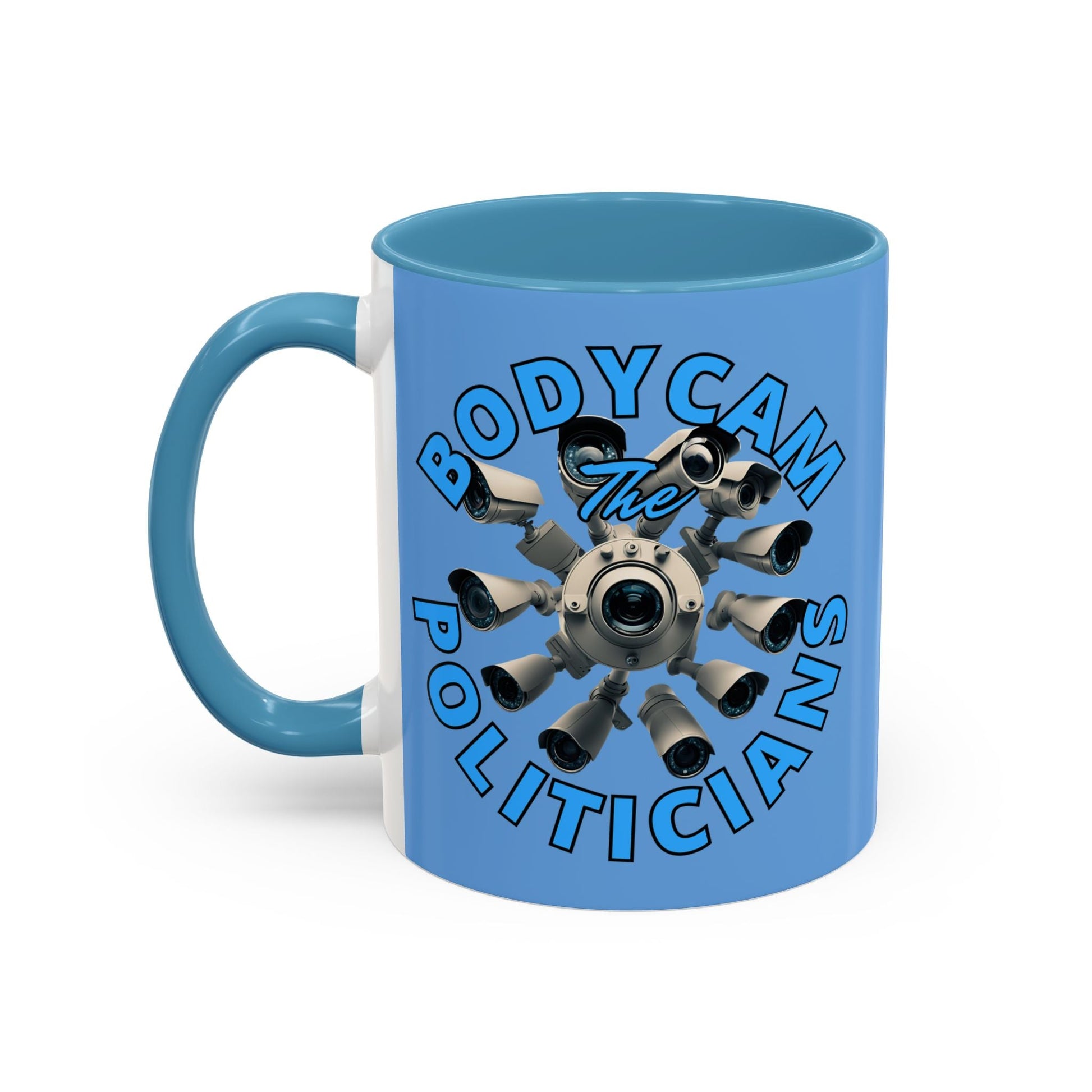 Bodycam the Politicians Cameras Light Blue Accent Mug by cypherpunkgear.com – cypherpunkgear.com | Cypherpunk Merch
