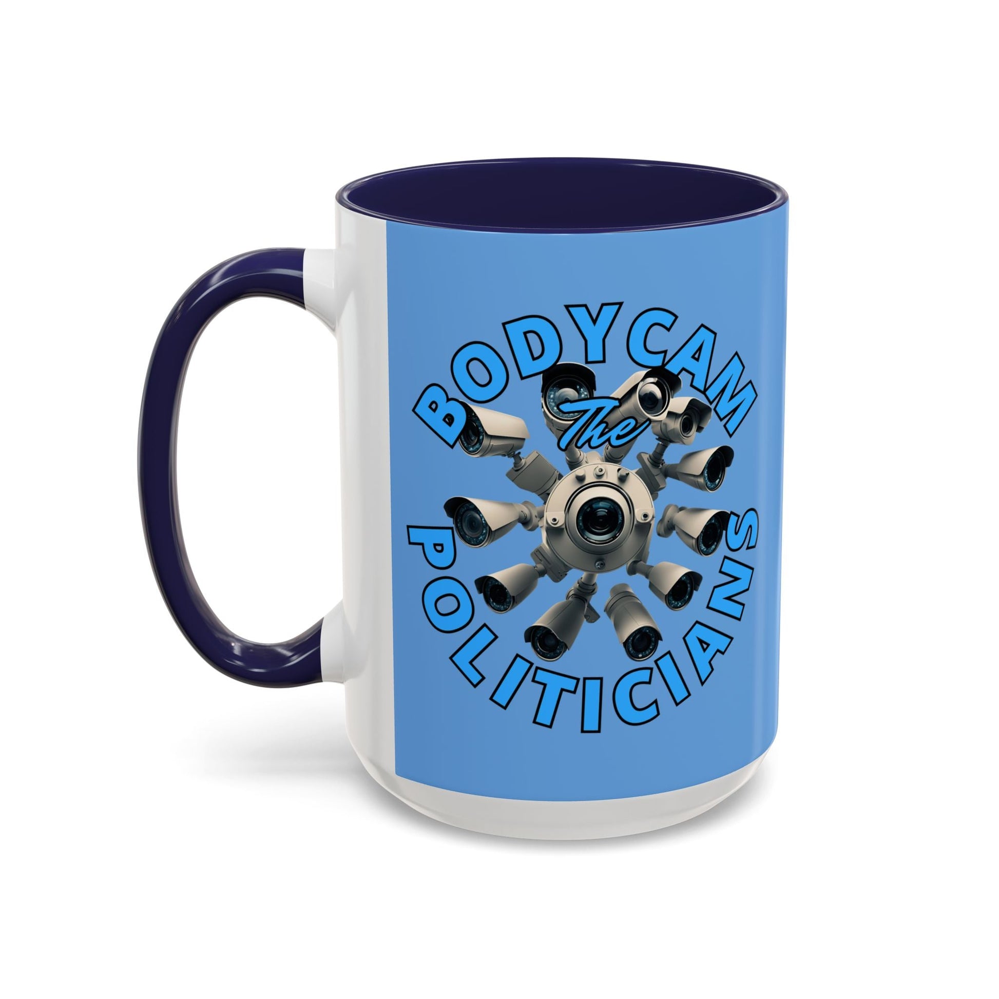 Bodycam the Politicians Cameras Light Blue Accent Mug by cypherpunkgear.com – cypherpunkgear.com | Cypherpunk Merch