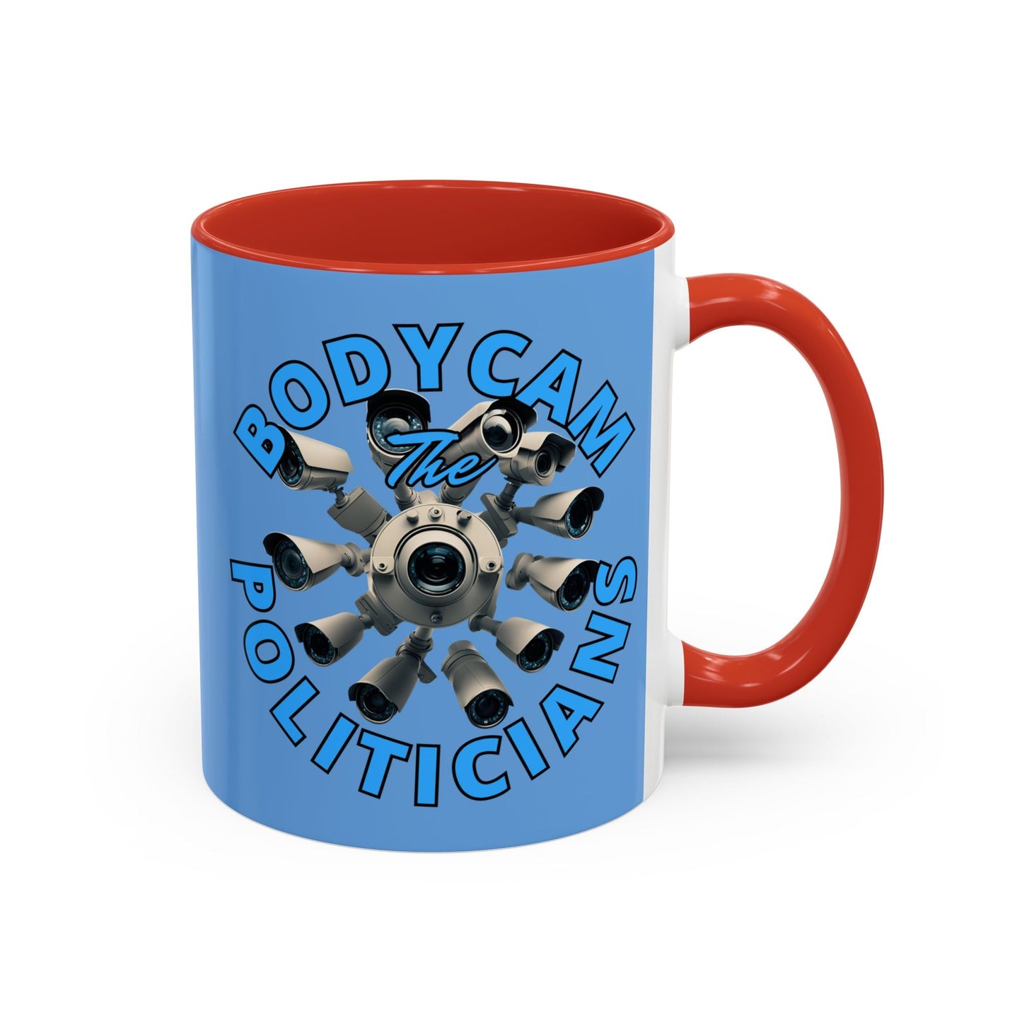 Bodycam the Politicians Cameras Light Blue Accent Mug by cypherpunkgear.com – cypherpunkgear.com | Cypherpunk Merch
