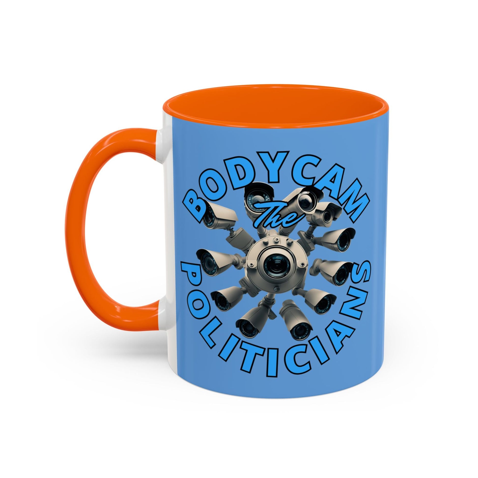 Bodycam the Politicians Cameras Light Blue Accent Mug by cypherpunkgear.com – cypherpunkgear.com | Cypherpunk Merch