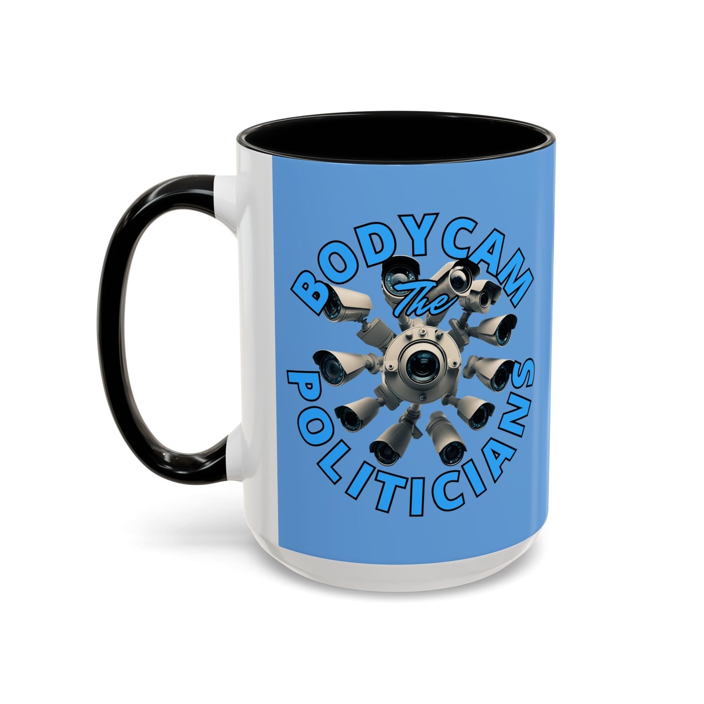 Bodycam the Politicians Cameras Light Blue Accent Mug by cypherpunkgear.com – cypherpunkgear.com | Cypherpunk Merch