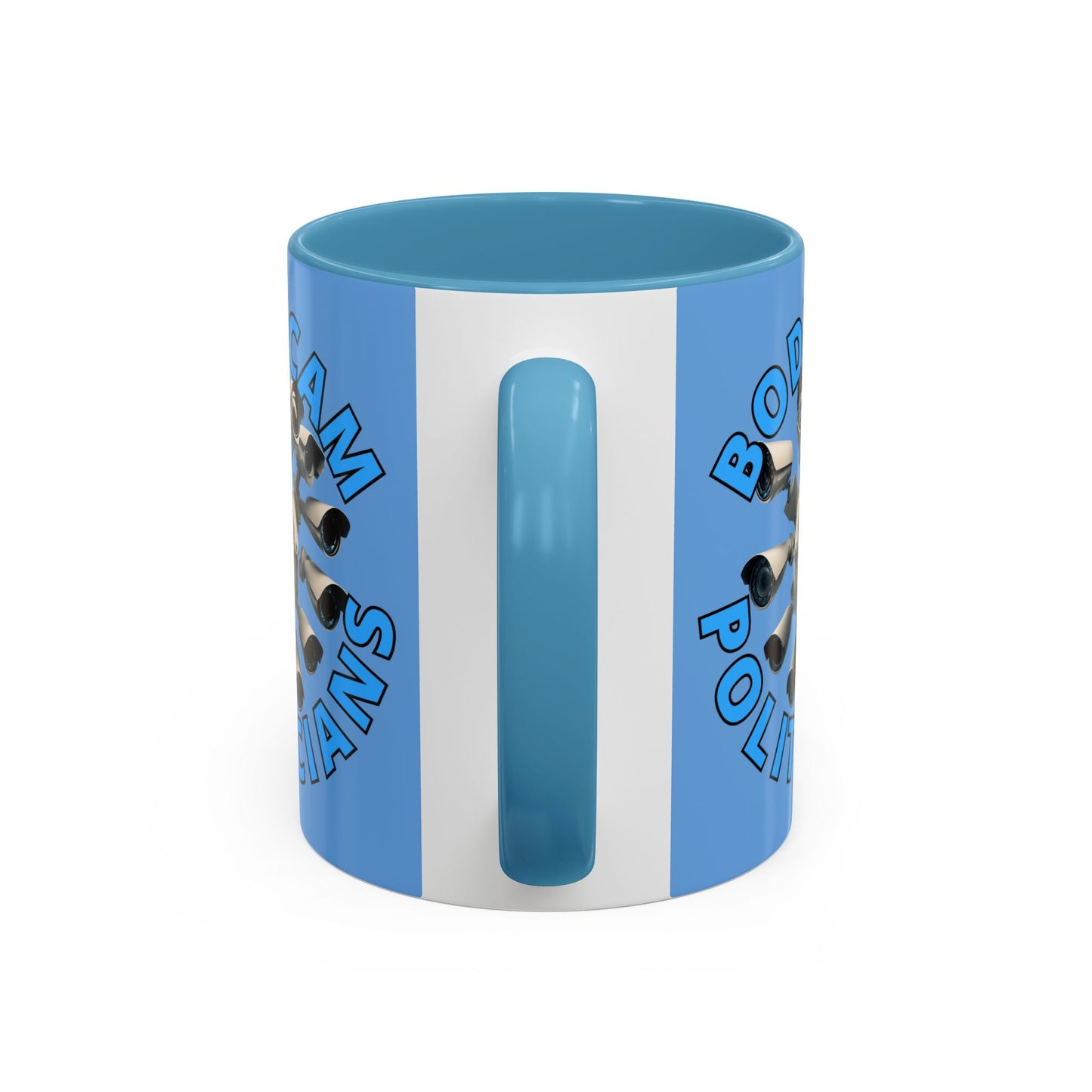 Bodycam the Politicians Cameras Light Blue Accent Mug by cypherpunkgear.com – cypherpunkgear.com | Cypherpunk Merch