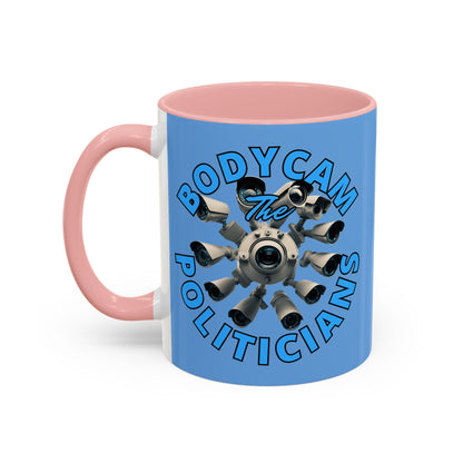 Bodycam the Politicians Cameras Light Blue Accent Mug by cypherpunkgear.com – cypherpunkgear.com | Cypherpunk Merch