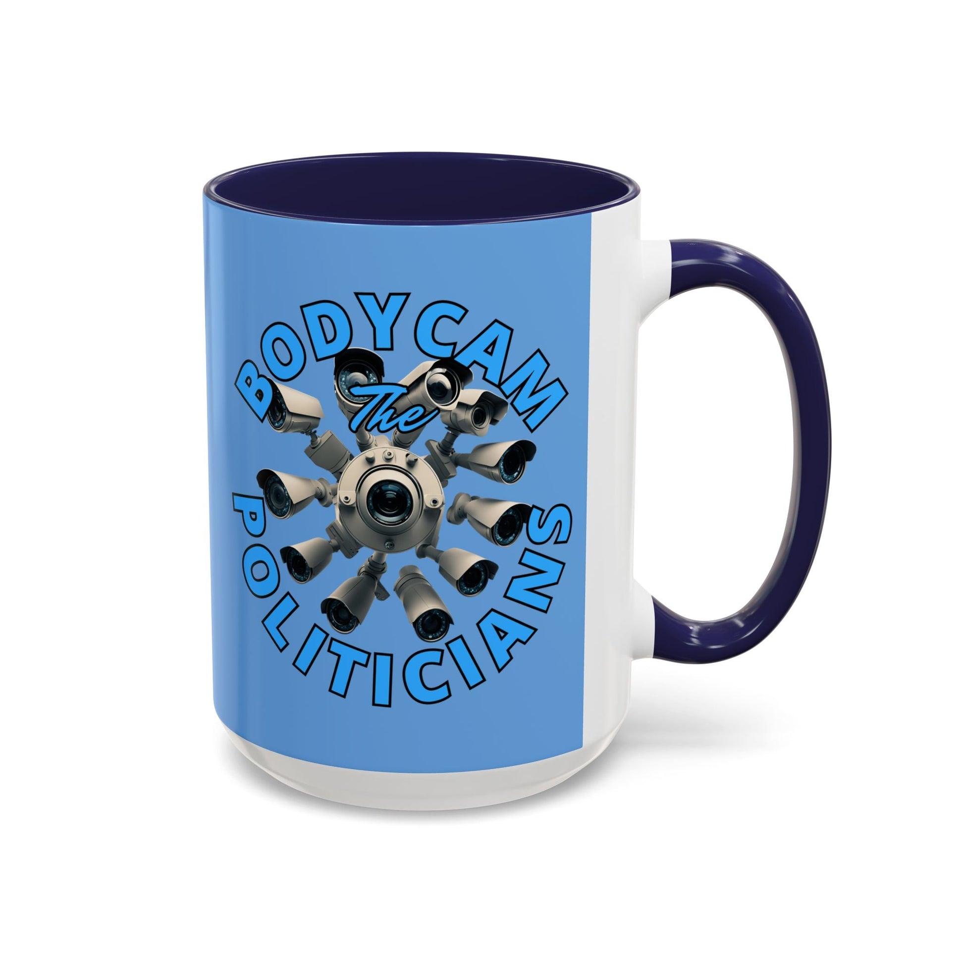 Bodycam the Politicians Cameras Light Blue Accent Mug by cypherpunkgear.com – cypherpunkgear.com | Cypherpunk Merch
