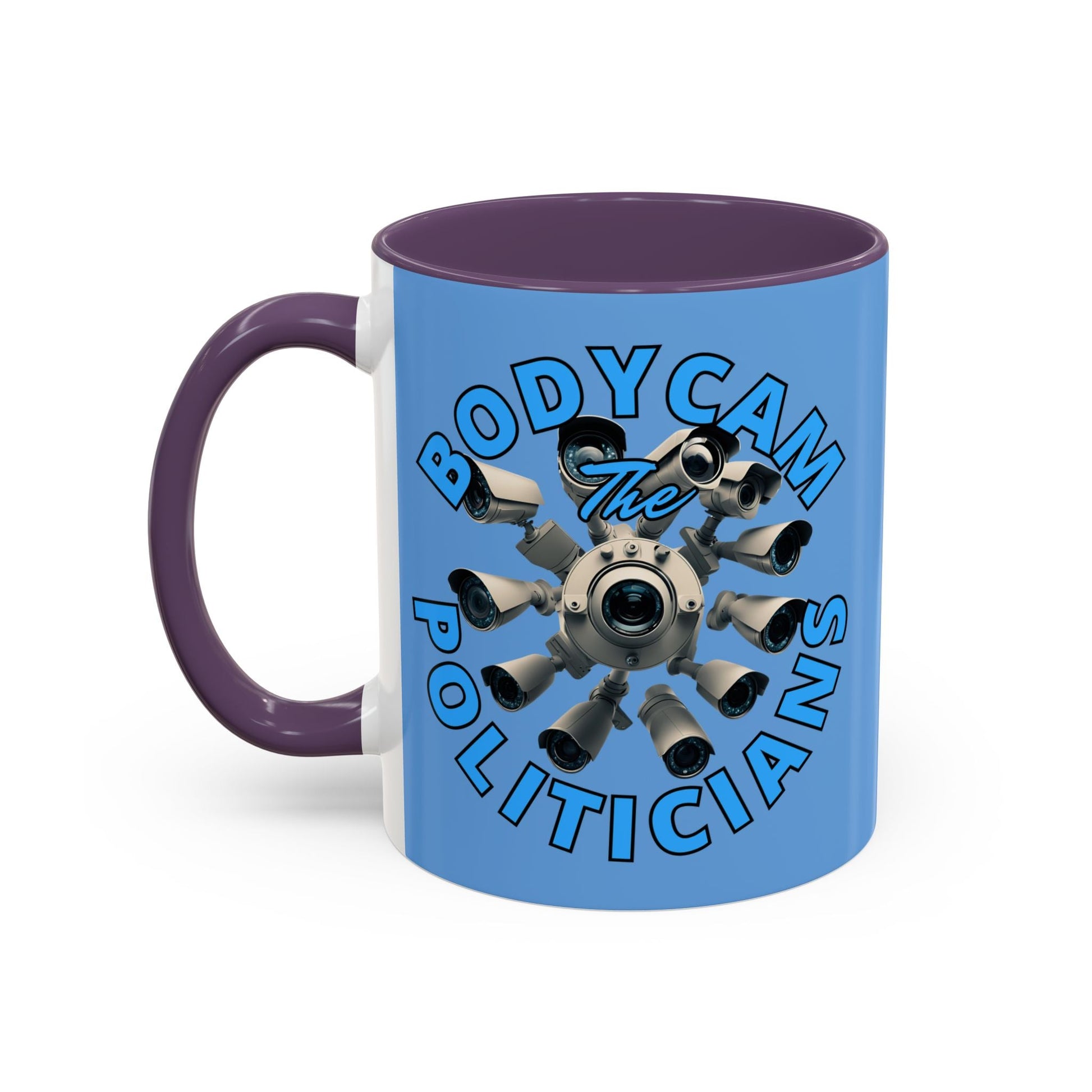 Bodycam the Politicians Cameras Light Blue Accent Mug by cypherpunkgear.com – cypherpunkgear.com | Cypherpunk Merch